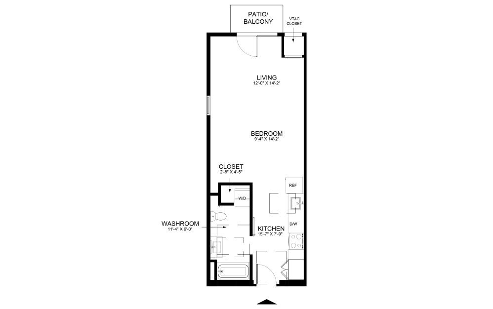 Studios - Studio floorplan layout with 1 bathroom and 528 - 691 square feet (ZS-528
, 2D)